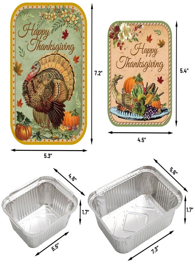 WorldBazaar Rustic Thanksgiving To Go Containers 24PCS Thanksgiving Aluminum Leftover Containers with Lids Fall Turkey Foil Pans Food Sacks Storage Harvest Party Supplies - Image 3